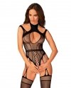 Zmysłowe bodystocking G327 – Wycięcia z przodu i na plecach, kabaretkowa siateczka