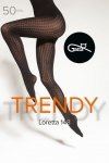 Loretta 50 DEN – eleganckie rajstopy z ażurowym wzorem, wykonane z mikrofibry i przędzy LYCRA w technologii 3D.
