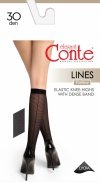 Eleganckie podkolanówki damskie FANTASY LINES 30 den z delikatnym wzorem w poziome paski. Cienkie, elastyczne i wygodne dzięki komfortowej gumce. Doskonałe do eleganckich i codziennych stylizacji