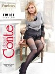 Conte Twice 50 den–czekoladowe rajstopy z efektem podkolanówek i melanżową gumką