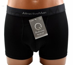 Bokserki męskie Auravia–czarne, bambus 85%, elastyczny pas AttractiveMan, rozmiar M
