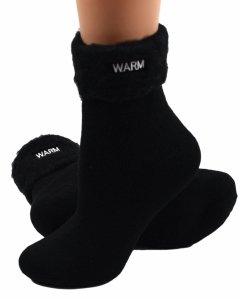 Czarne zimowe skarpety damskie WARM – puszyste, ciepłe i stylowe 35-38