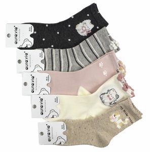 Skarpetki bawełniane dla dzieci–kotki, łapki i paski w zestawie 5 par24-27 