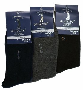Ciepłe skarpetki męskie Aura.via Thermo z eleganckim znaczkiem-100% komfortu 43-46