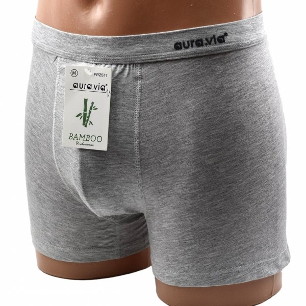 Jasnoszare bambusowe bokserki męskie Aura.Via – naturalna świeżość i styl, rozmiar XL