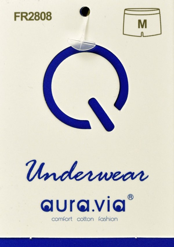 Bokserki męskie Aura.Via PERSIST–szare,bawełniane,srebrny pas z żółtą lamówką,M