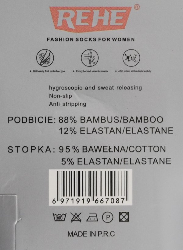 Bambusowe podbicie i bawełniana stopka gwarantują najwyższy komfort noszenia.