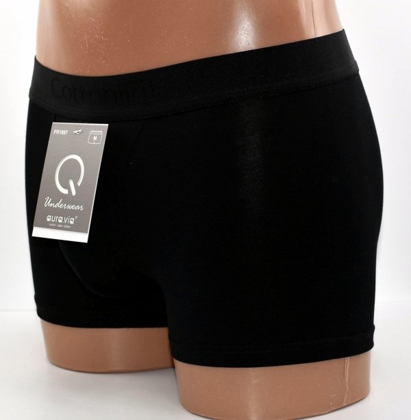 Auravia Cotton In–czarne bokserki męskie 95% bawełny, komfort, rozmiar 2XL