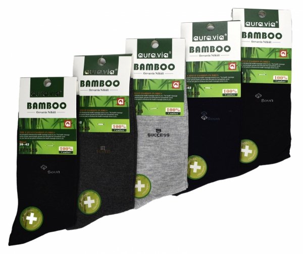 Męskie skarpety garniturowe Aura.Via to połączenie jakości i minimalizmu. Włókno bambusowe chłonie wilgoć, płaskie szwy podnoszą komfort, a stonowana kolorystyka pasuje do garnituru, chinosów i klasycznych półbutów.