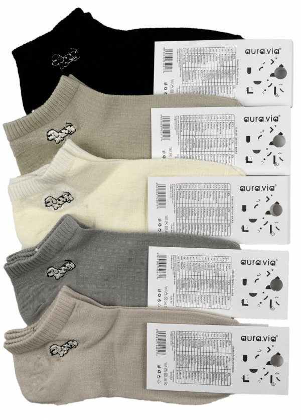 Skarpetki damskie Aura Via z haftem piesków – letni komplet 5 par, który pokochają Twoje stopy i… serce!