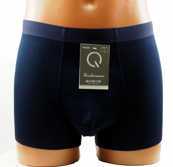 Bokserki męskie Aura.Via – granatowe, bambusowe i przewiewne, rozmiar XL