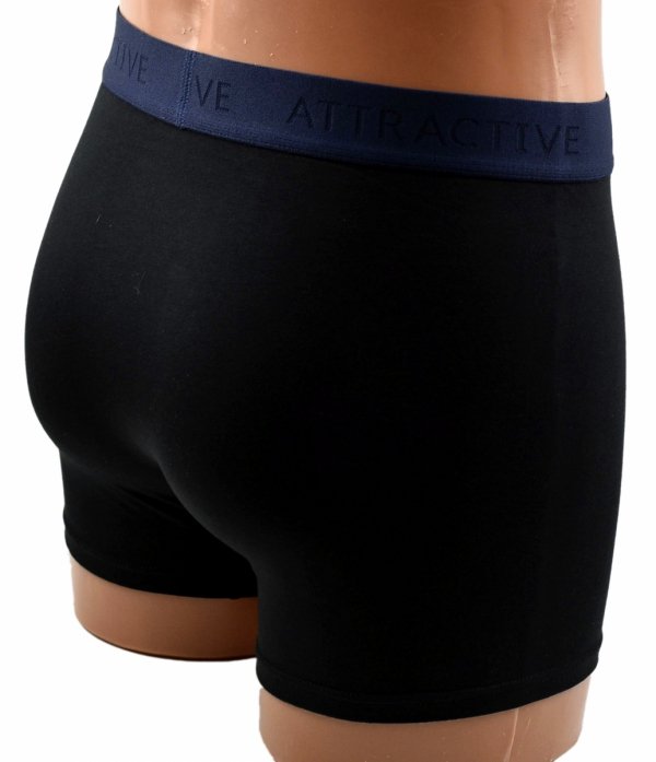Bawełniane bokserki Aura.Via ATTRACTIVE – czarne z niebieskim pasem, L