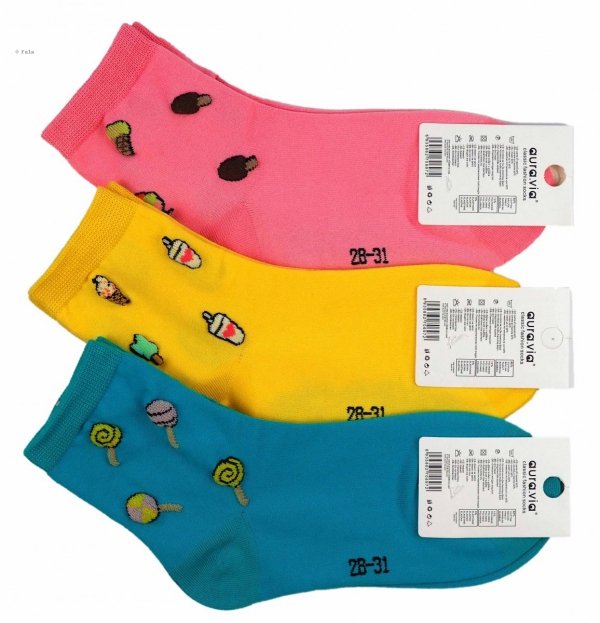 Bawełniane skarpetki dziewczęce, śliczny haft, zestaw 3 par w rozmiarze 28-31Aura.