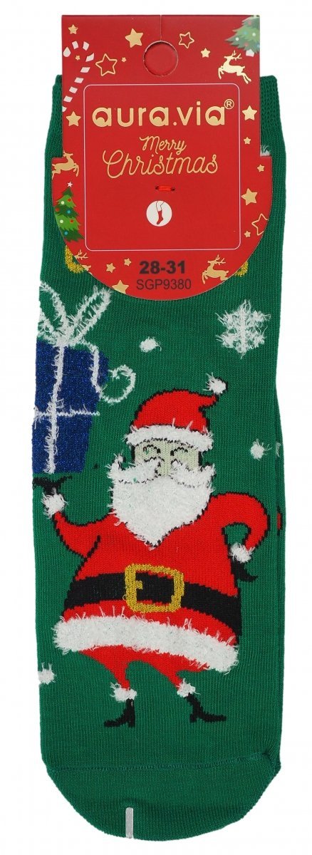 Bawełniane skarpetki świateczne, dziecięce unisex. Wykonane w rozmiarze 28-31 firmy Aura.via