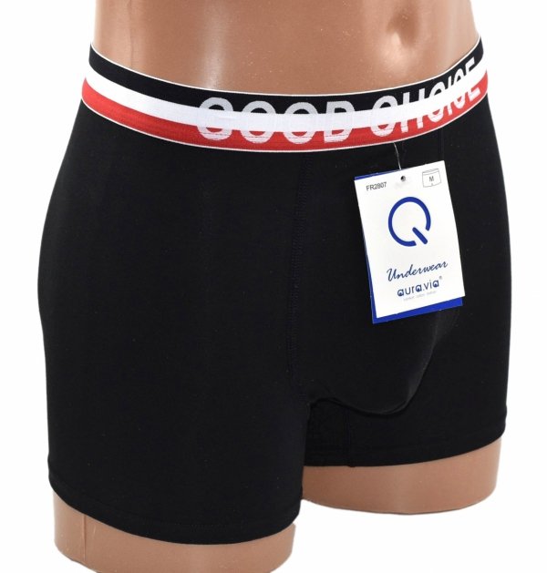 Czarne bokserki męskie Aura.Via–bawełna i szeroka gumka GOOD CHOICE, rozmiar L