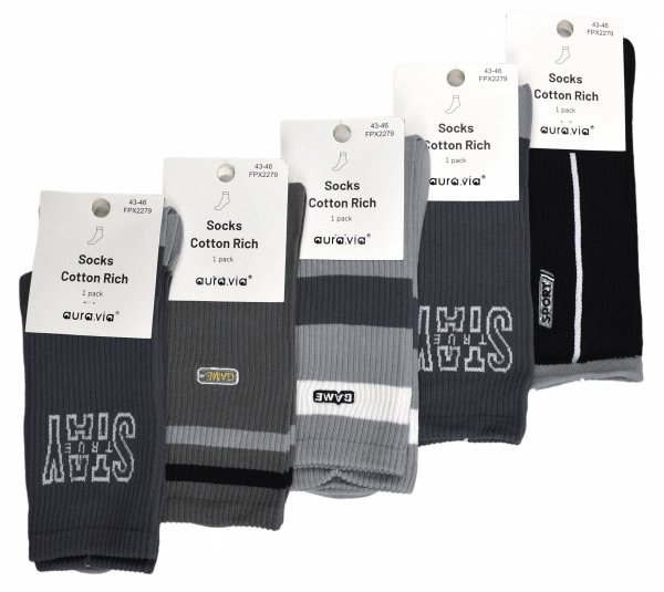 Te męskie skarpety przeznaczone dla młodzieży łączą gamingowe napisy i sportowe linie z komfortowym składem bawełnianym. Zestaw 5 par idealnie sprawdza się w codziennym użytkowaniu.