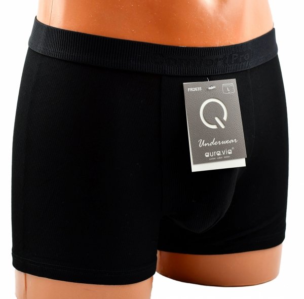 Czarne bambusowe bokserki prążkowane Aura.Via Comfort Pro, rozmiar 3XL