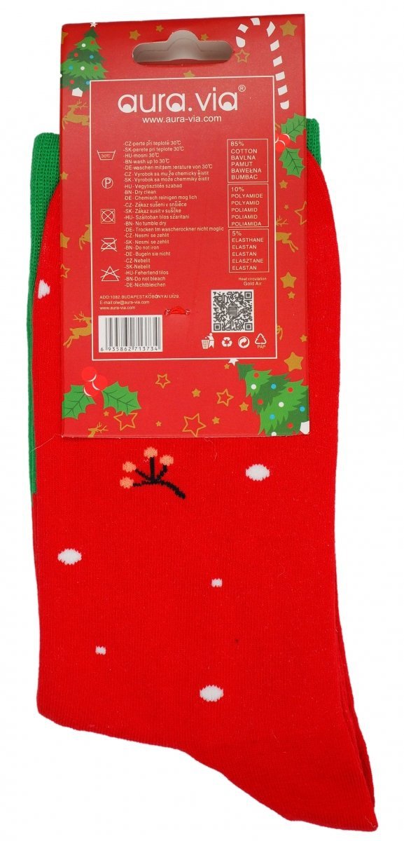 Skarpetki bawełniane, motyw świąteczny. Śmieszny wzór :) Wykonane w rozmiarze 43-46 firmy Aura.Via