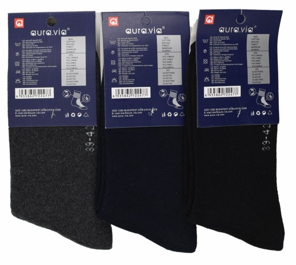 Skarpety AURAVIA Thermo to Twoja zbroja na chłodne dni. Bawełna dba o komfort, a subtelny znaczek przypomina, że elegancja zaczyna się od stóp.