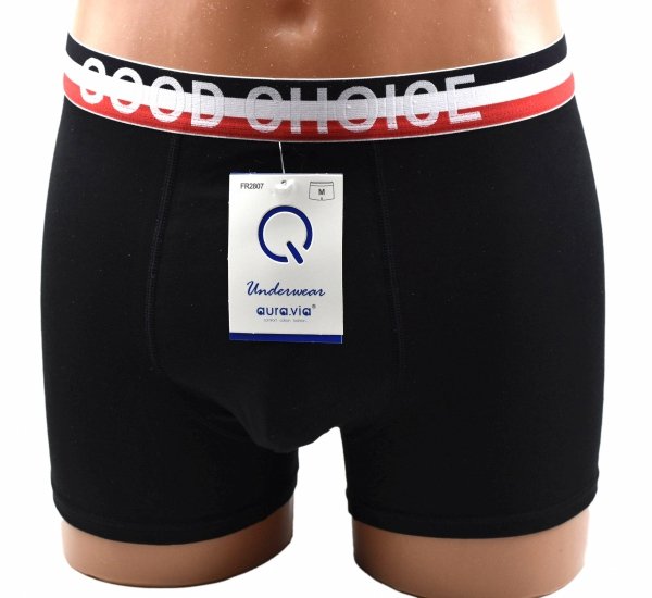 Czarne bokserki męskie Aura.Via–bawełna i szeroka gumka GOOD CHOICE, rozmiar XL