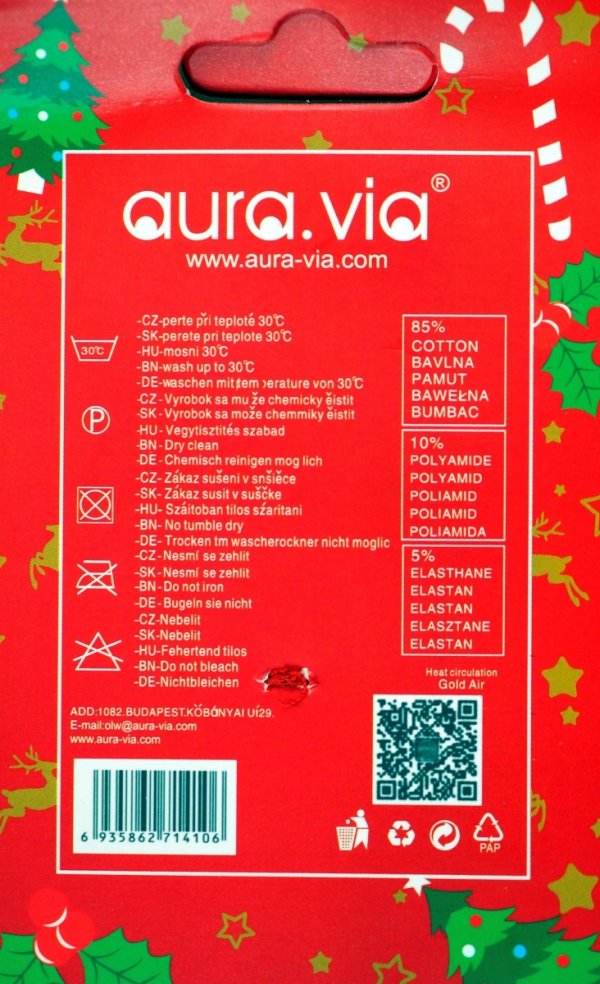 Skarpety świąteczne 38-41 AuraVia,skarpetki gwiazdka unisex mikołaj prezent