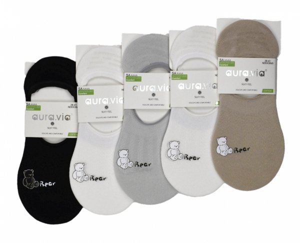 Aura.via zestaw 5 par damskich stopek invisible z uroczym misie 35-38