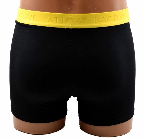 Aura.Via bokserki męskie bawełniane – czarne z żółtym pasem ATTRACTIVE, M