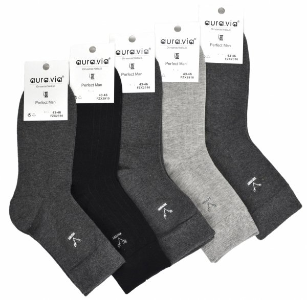 Zestaw męskich skarpet w prążki, komfort bawełny i haft VICTORY 43-46 