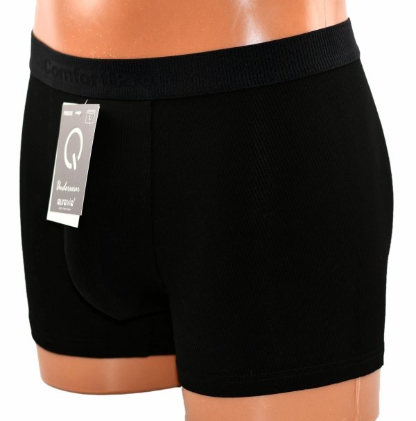 Czarne bambusowe bokserki prążkowane Aura.Via Comfort Pro, rozmiar L