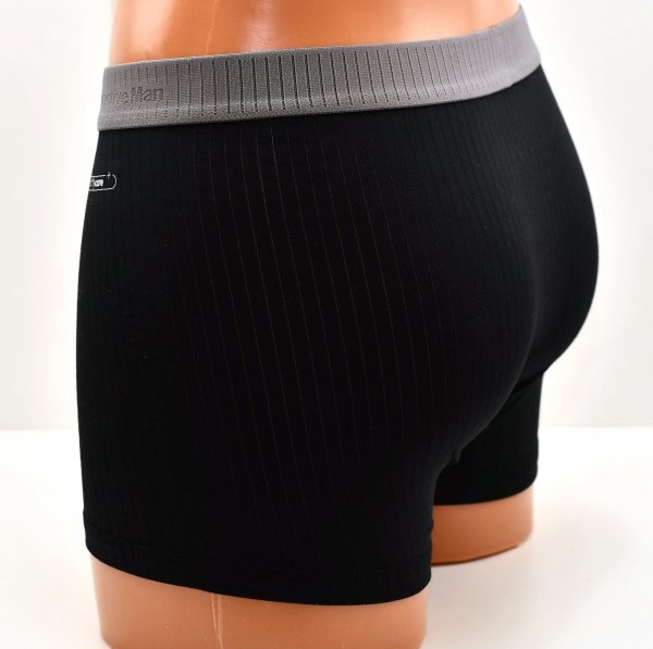 Prążkowane bokserki Auravia–czarne, classic fit, płaskie szwy, rozmiar L