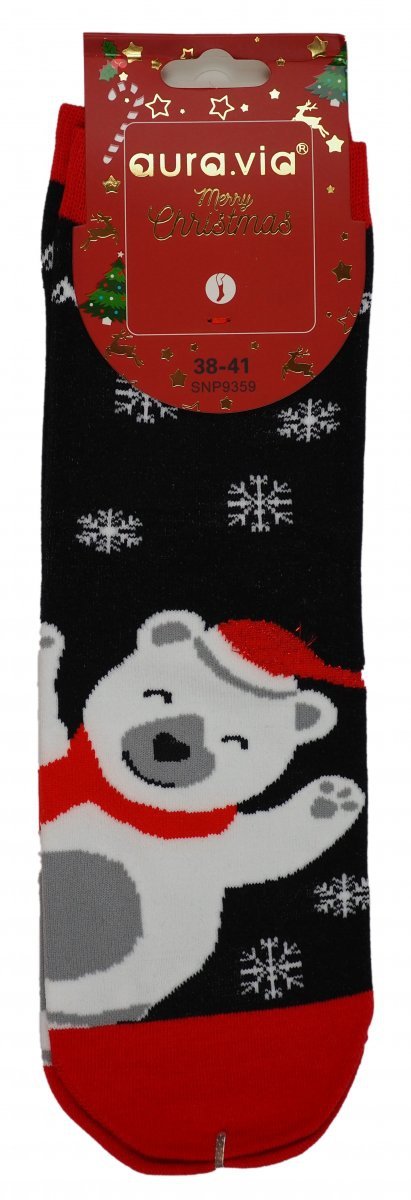 Skarpetki bawełniane, motyw świąteczny. Połyskujące elementy. Wykonane w rozmiarze 38-41 firmy Aura.Via