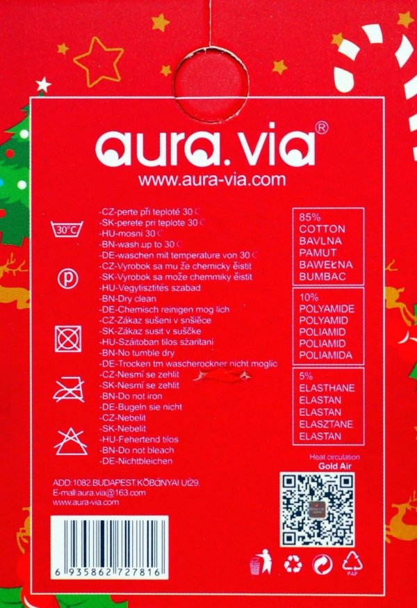 Skarpety świąteczne dziecięce 32-35 AuraVia,skarpety unisex mikołaj prezent