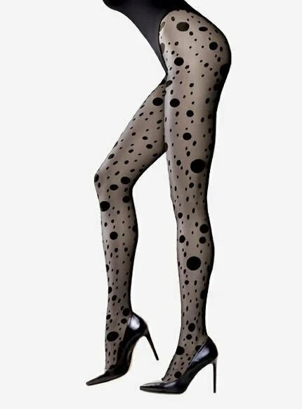 Fantazyjne rajstopy 20 DEN z kropkami w różnych rozmiarach.