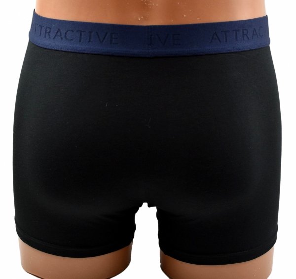Bawełniane bokserki Aura.Via ATTRACTIVE – czarne z niebieskim pasem, 2XL