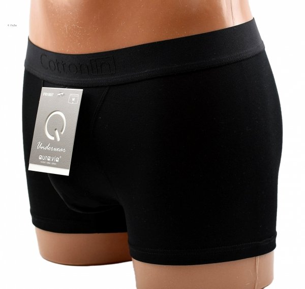 Auravia Cotton In–czarne bokserki męskie 95% bawełny, komfort, rozmiar L