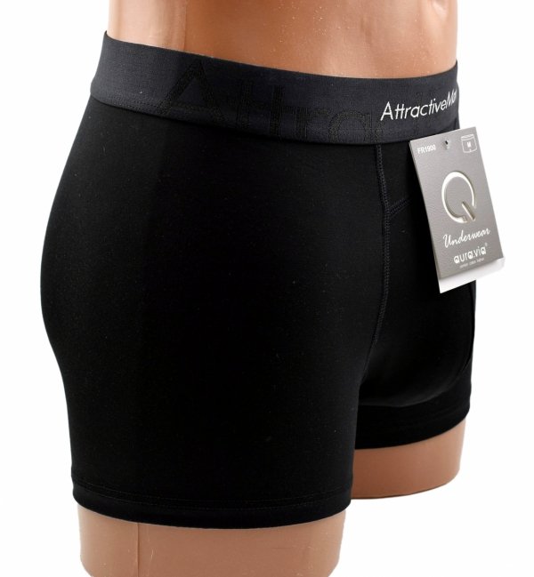 Bokserki męskie Auravia–czarne, bambus 85%, elastyczny pas AttractiveMan, rozmiar L
