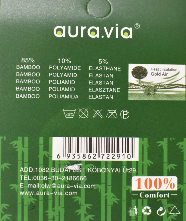 85% włókno bambusowe, 10% poliamid 5% elastan