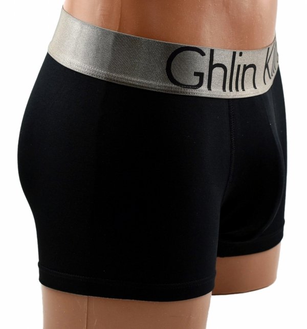 Bawełniane bokserki męskie Aura.Via – czarne z ozdobnym pasem Ghlin Kline, 2XL