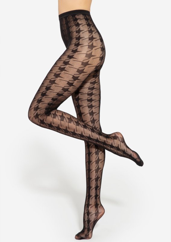Kabaretki Gatta Runway to wzorzyste rajstopy z motywem pepitki, które nadają stylizacji wyrazistego charakteru. Idealne do sukienek i spódnic.