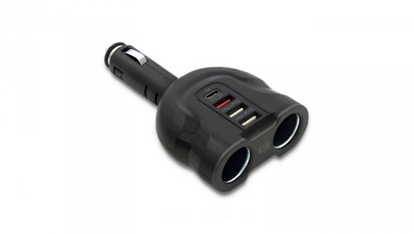 Qoltec Samochodowy rozdzielacz gniazda zapalniczki 12-24V 52W 2.4A 2 x USB USB QC 3.0 USB typ C PD 2 x gniazdo zapalniczki