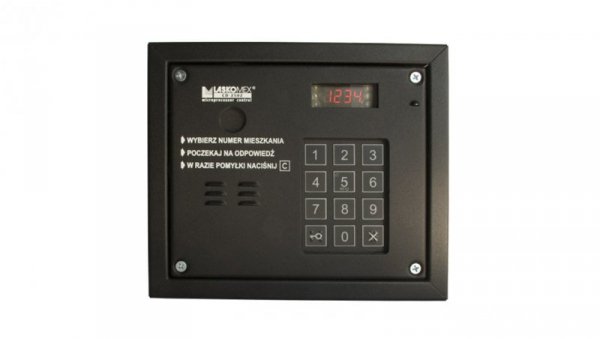 Cyfrowy panel domofonowy systemu CD-2502. Wyposażony w klawiaturę numeryczną, listę lokatorów i czytnik RFID CP-2502NR