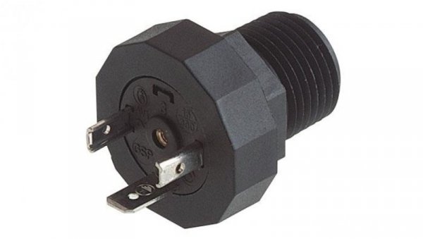 Złącze DIN gwintowane typ A 3-pin (2+1PE) czarny 400 V AC/DC 16 A GSP 212 1/2-14 NPTF-1