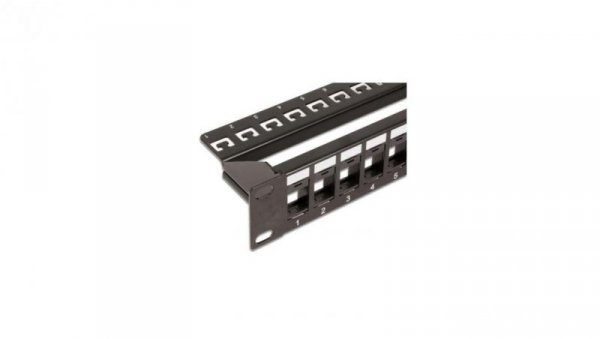 Patch panel 24 porty na moduły Keystone, 1U, czarny