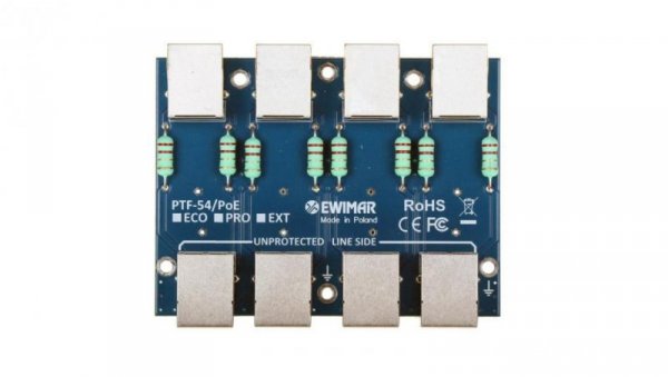 Moduł zabezpieczenia przeciwprzepięciowego LAN / IP CCTV serii EXT, PTF-54-EXT/PoE