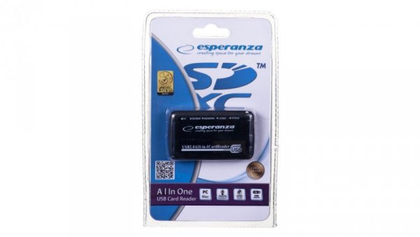Czytnik kart Esperanza EA117 (Zewnętrzny Memory Stick Duo, MicroSD (przez adapter), MMC, SD, SDHC, SDXC)
