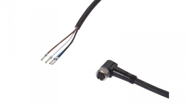 Kabel konfekcjonowany jednostrony złącze M8 żeńskie 4-pin kątowe wolny koniec przewodu 4x0,34mm² 5m PUR 30V IP67 VK500371