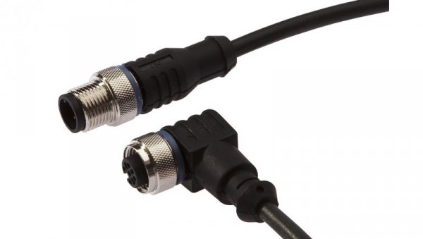 Złącze do samokonfekcjonowania M12 kątowe żeńskie M12 proste męskie 4-pinowe 240V 4x0.34mm² PUR IP67 5m VK500F21