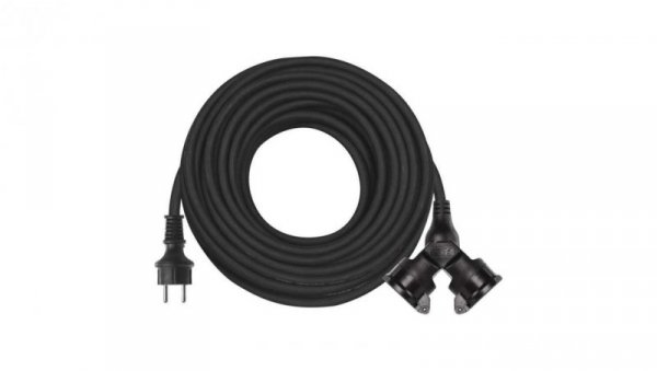 Przedłużacz 2 gniazda 20m 3× 15mm guma P0603