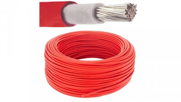 Kabel solarny fotowoltaiczny H1Z2Z2-K 1,0/1,5kV 6mm2 czerwony NEKU /25m/