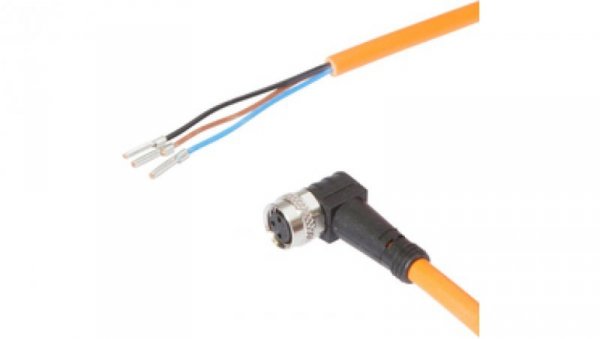 Złącze kablowe gniazdo kątowe M8 3-pinowe druga końcówa niezarobiona 5m 3x0,25mm2 PUR IP67 VK50R071